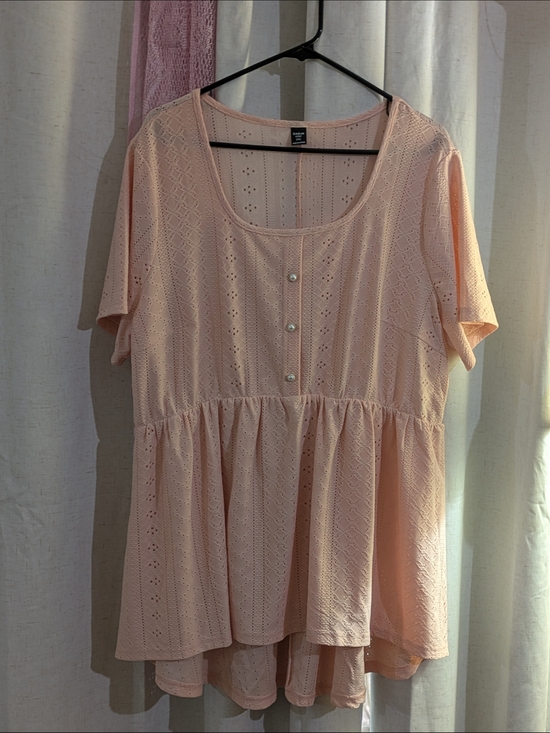 SHEIN Tops - Shein Peach Eyelet Babydoll Top
